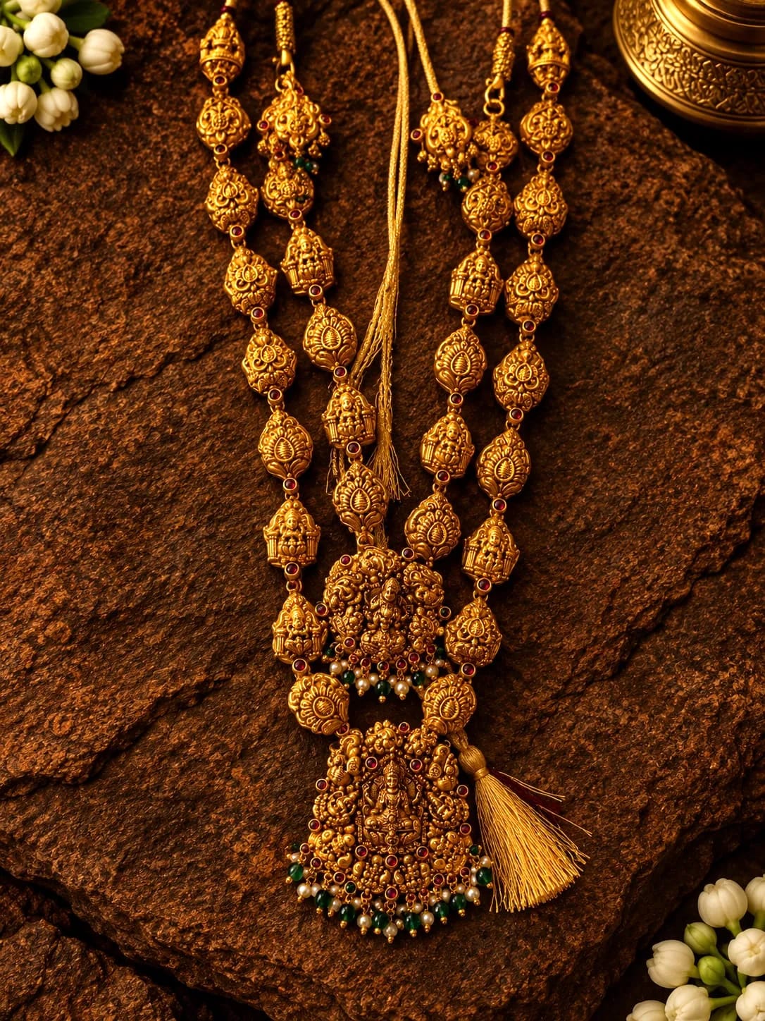 Gold-plated Tasselled Lakshmi Haram
