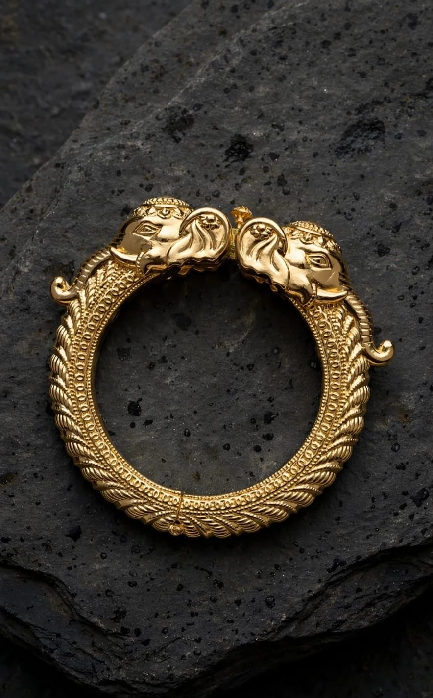 Gold-tone Elephant-Head Kada