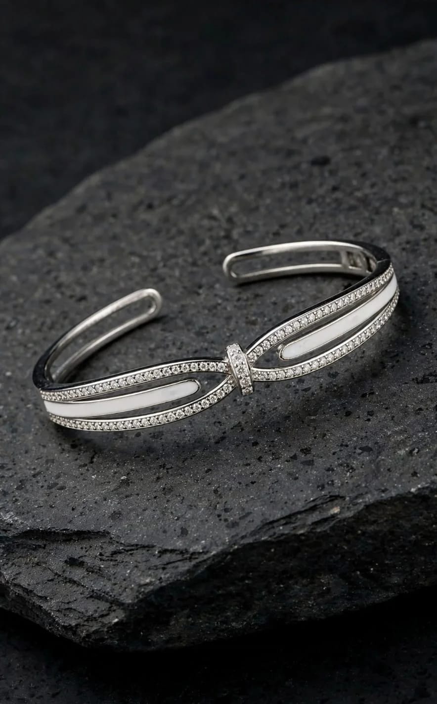 Bow Cuff with Stones