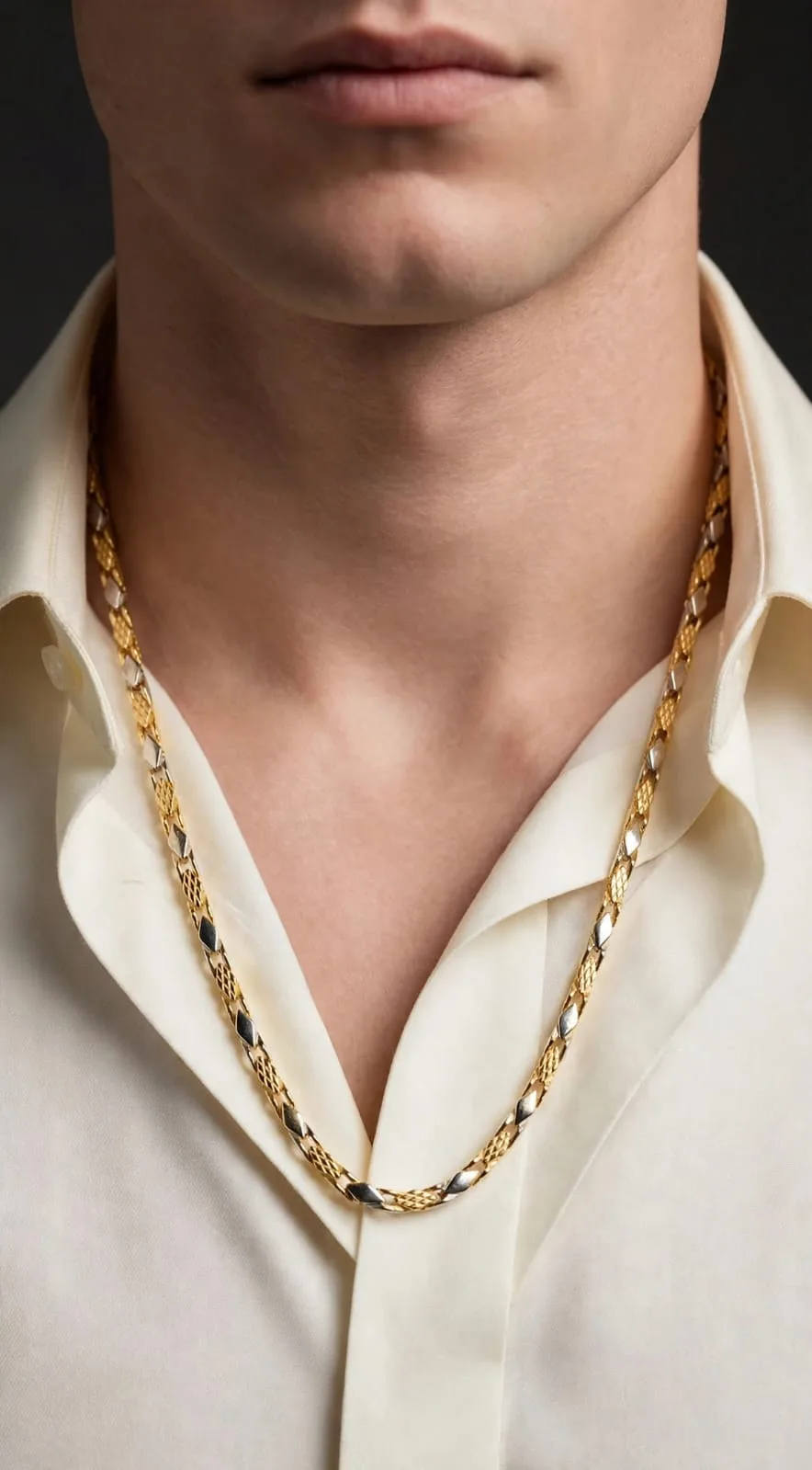 Men's Gold-plated Faceted Link Chain