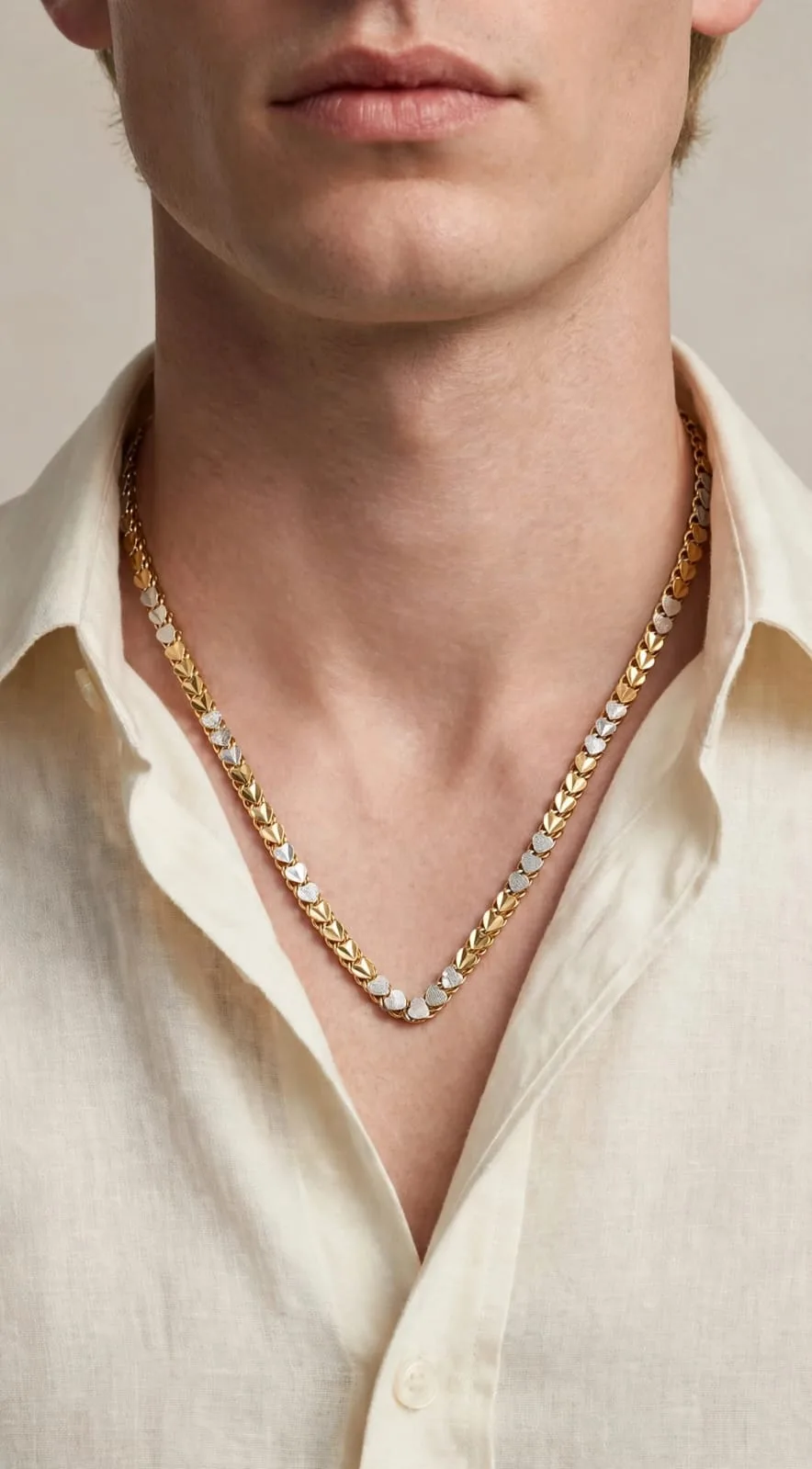 Men's Two-Tone Chevron Chain