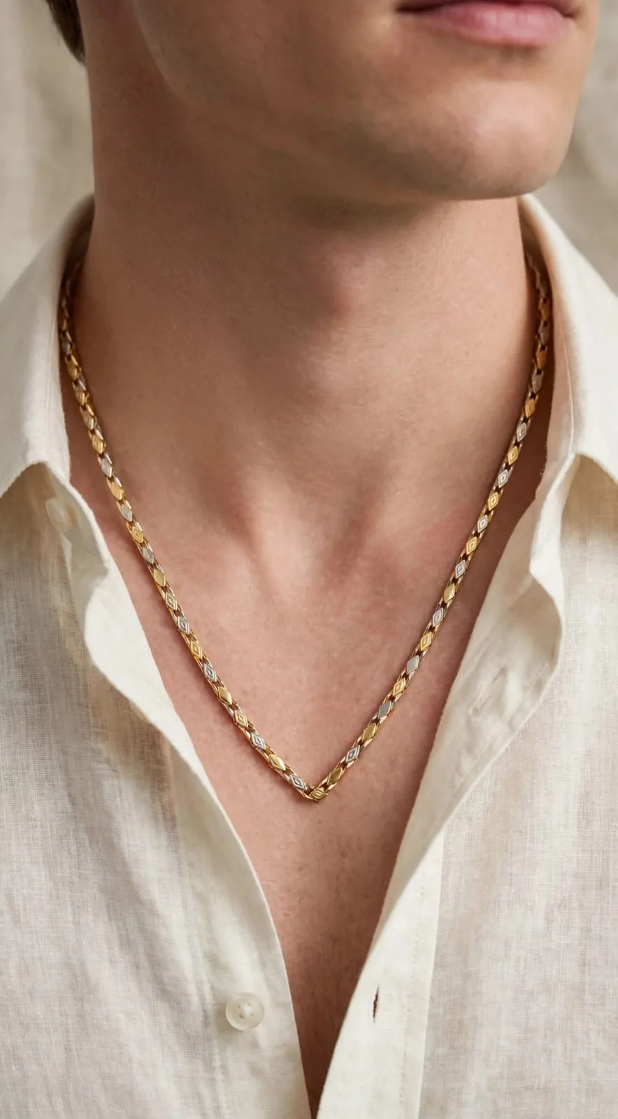 Men's Gold-plated Bead Link Chain
