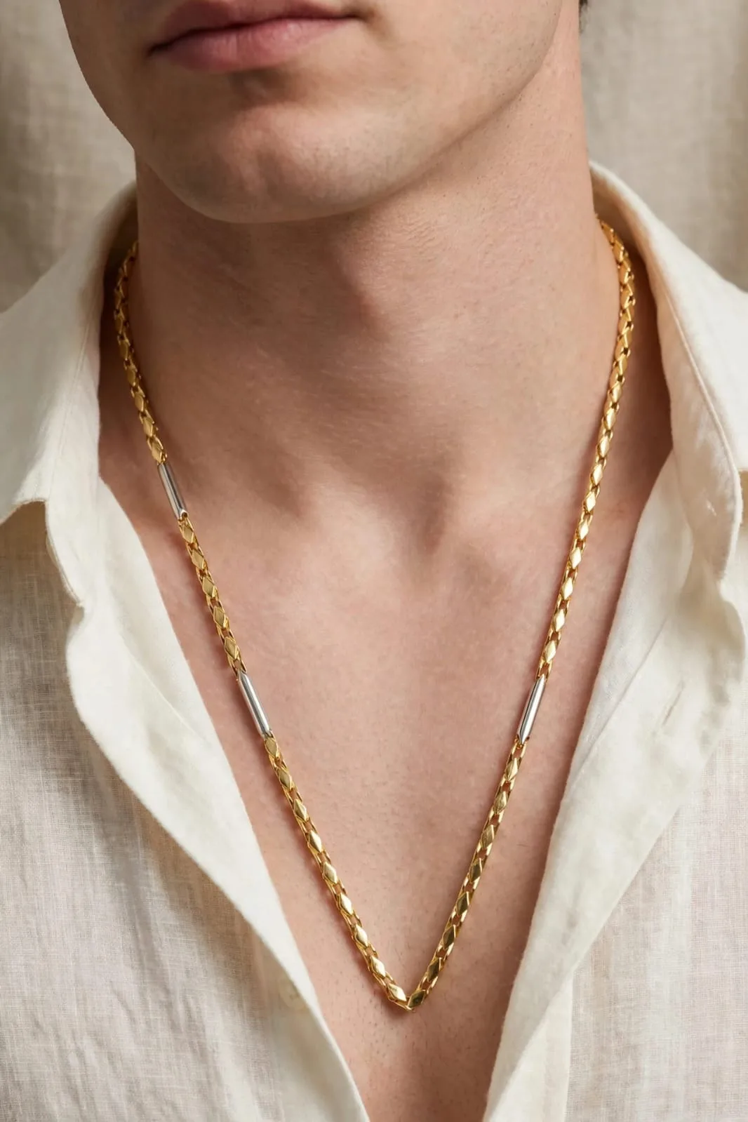 Men's Gold-plated Tube Accent Chain
