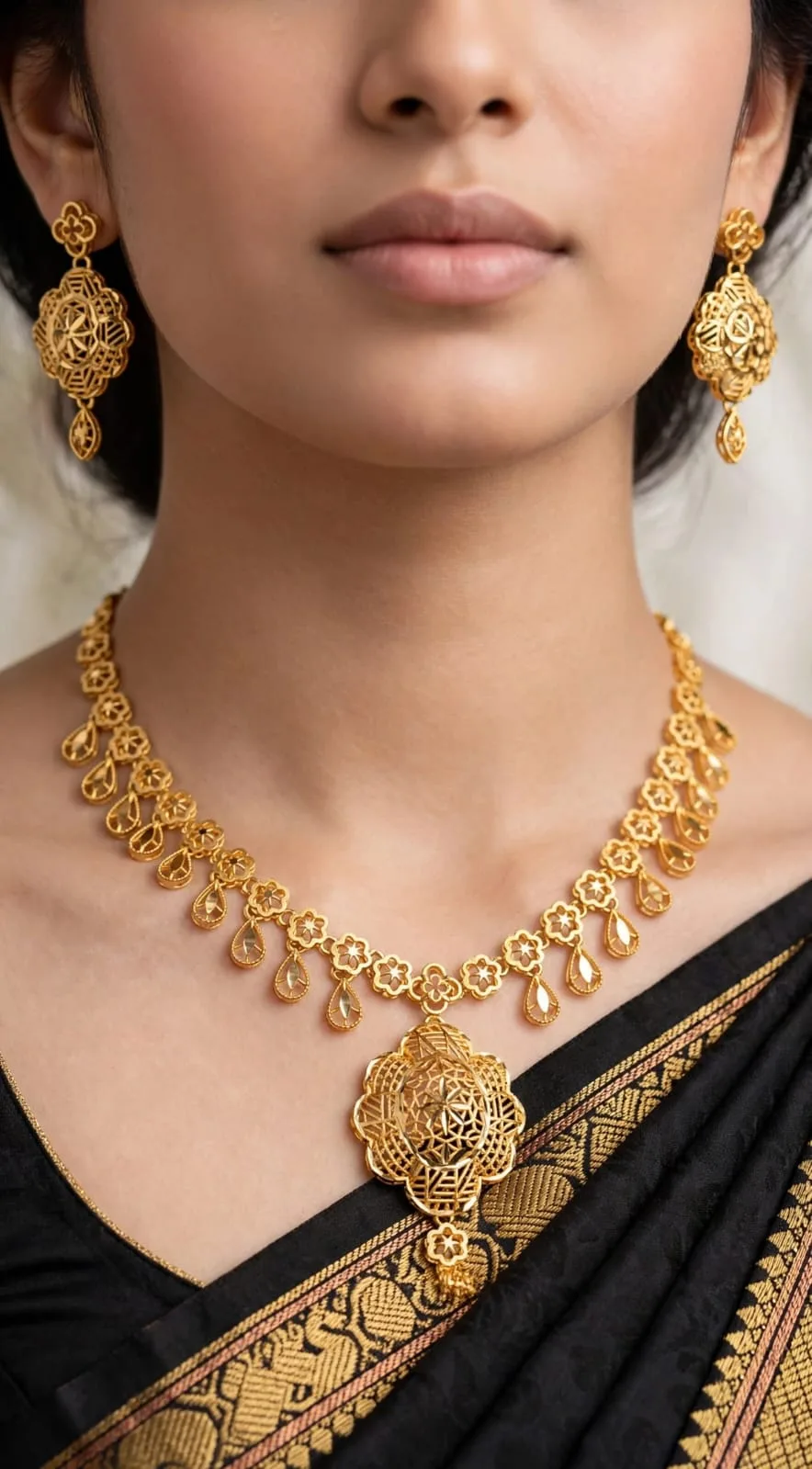 Gold-plated Filigree Fringe Pendant Set