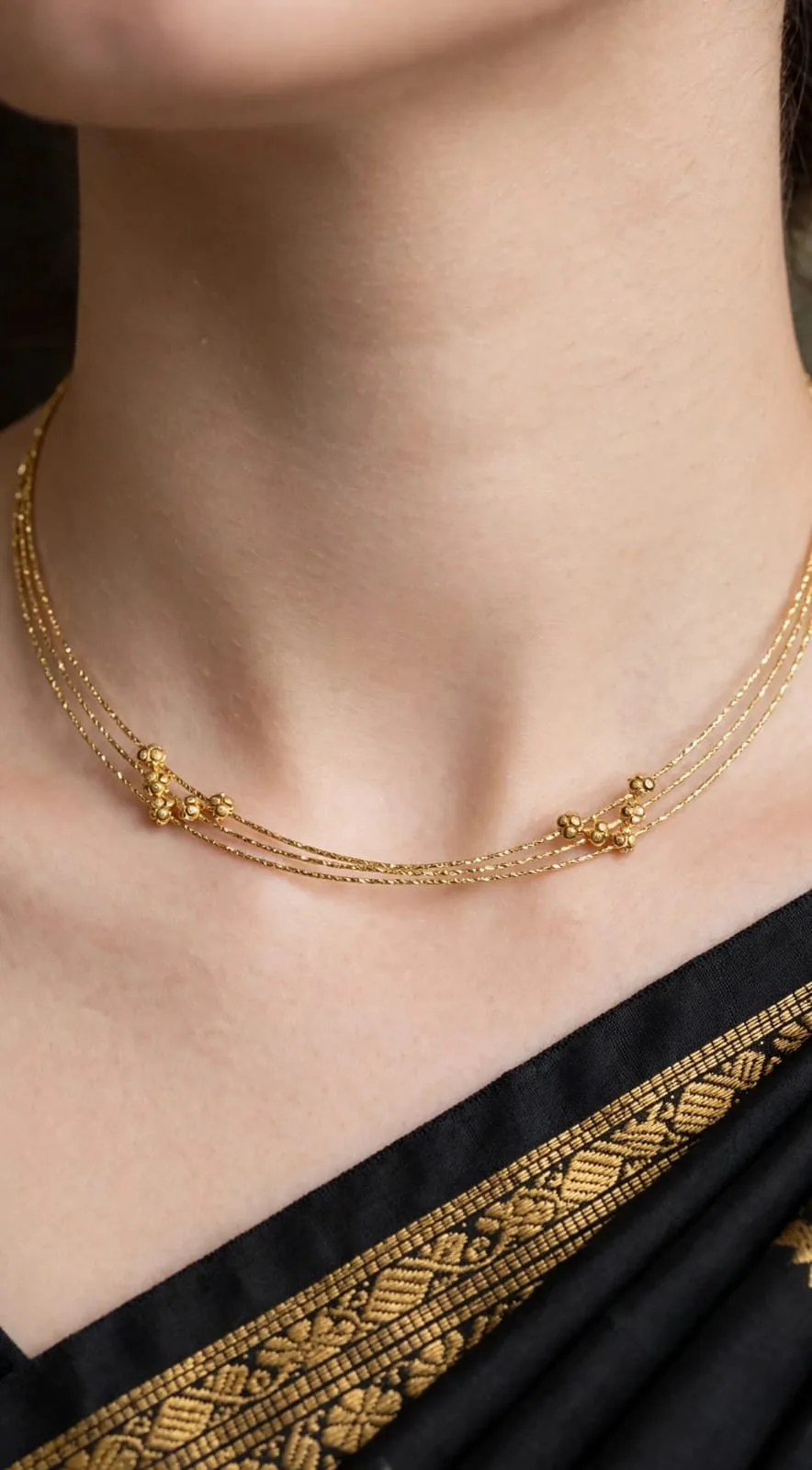 Gold-plated Knot Accent Layered Necklace