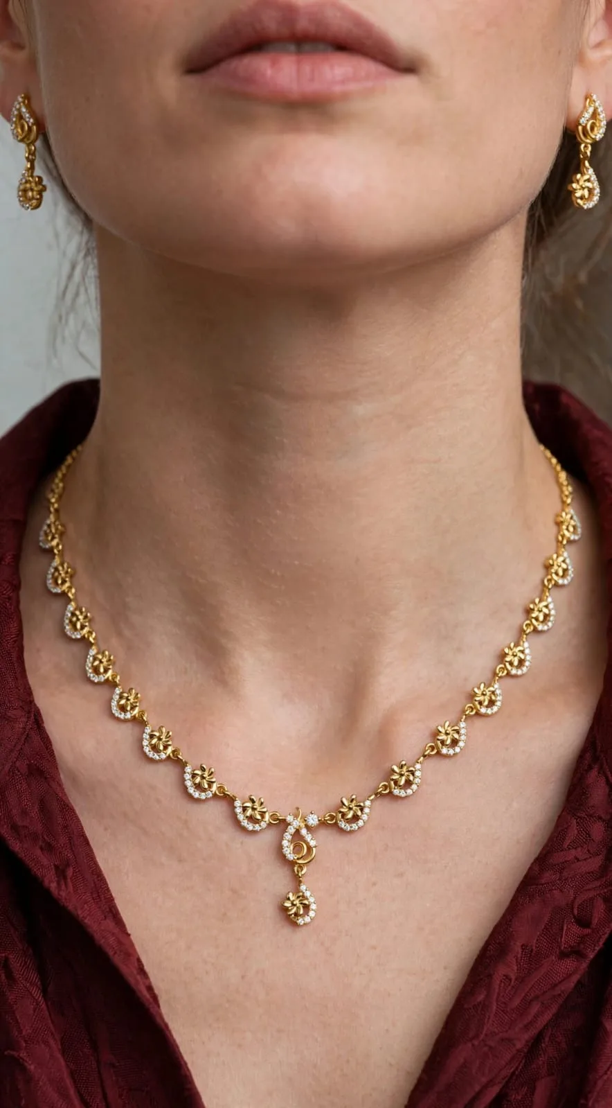 Gold-plated CZ Loop Drop Necklace