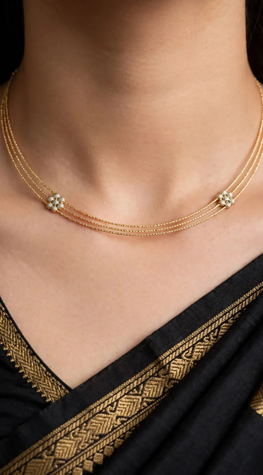 Gold-plated CZ Flower Accent Necklace
