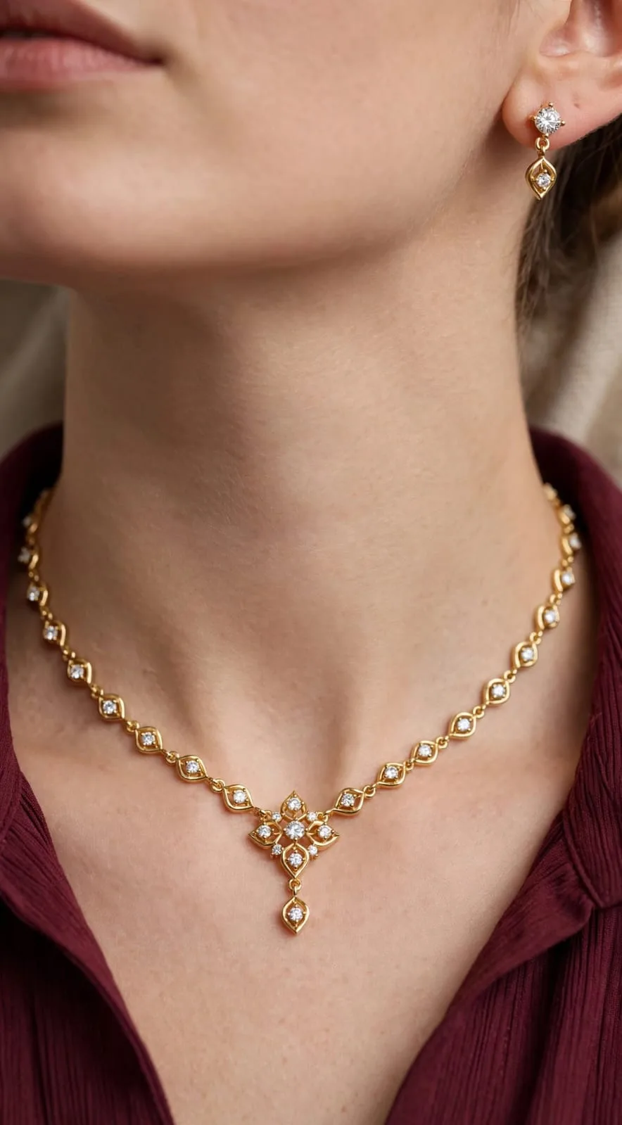 Gold-plated Dainty CZ Cross Necklace