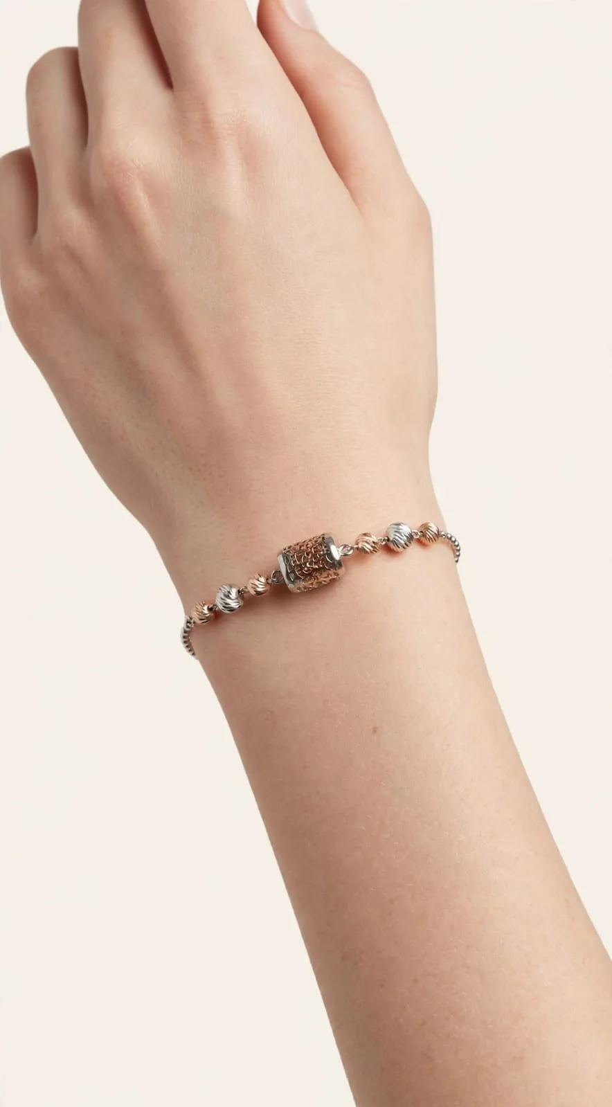 Two-Tone Filigree Cube Bead Bracelet