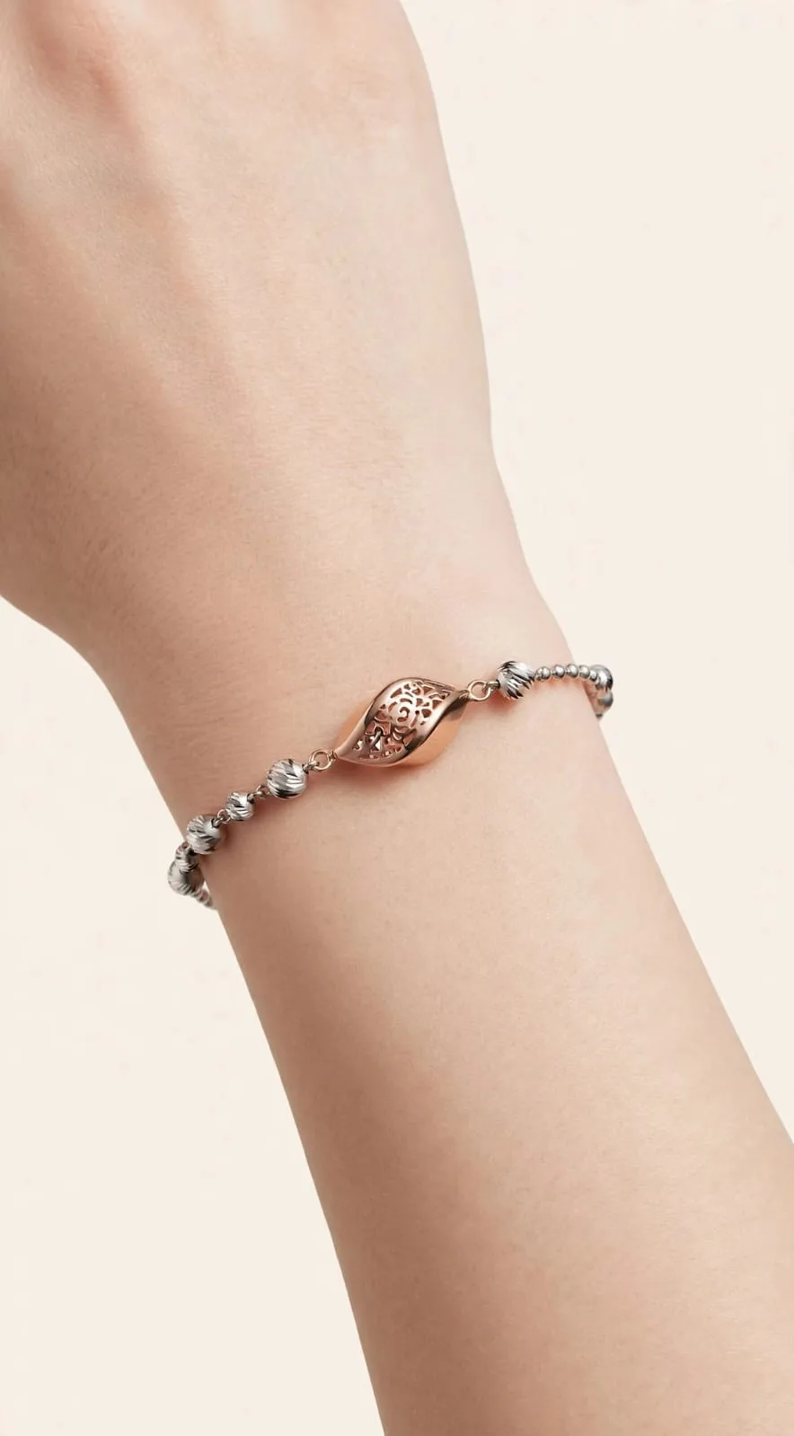 Two-Tone Filigree Wave Bead Bracelet