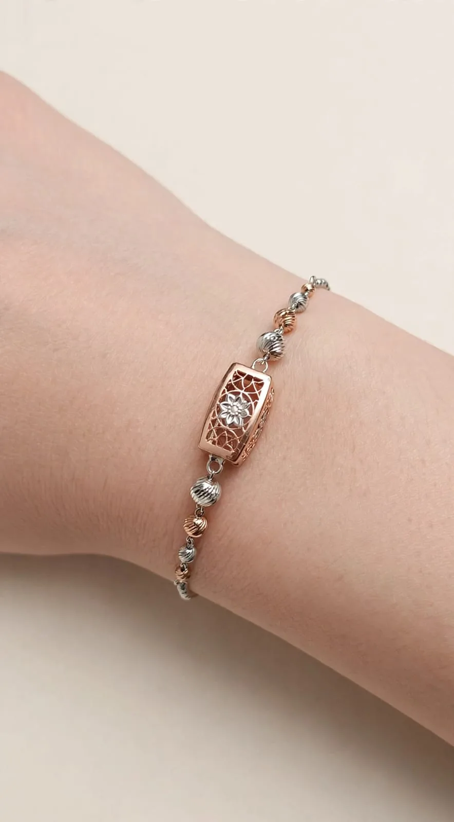 Two-Tone Filigree Lantern Bracelet