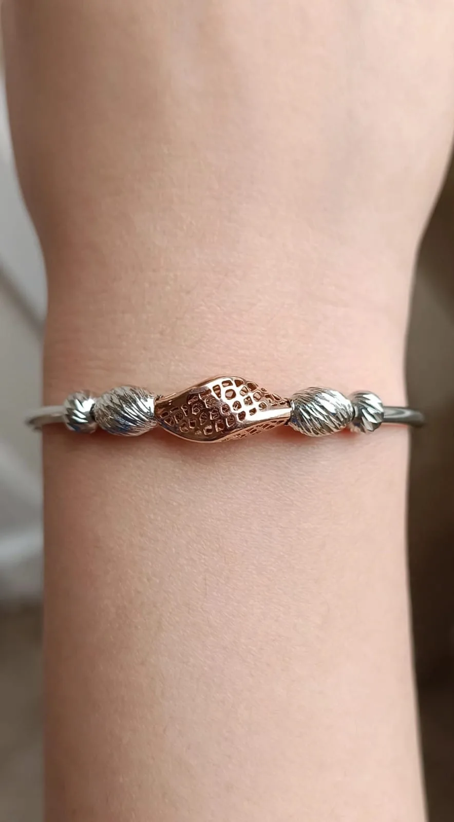 Two-Tone Openwork Rhombus Bangle