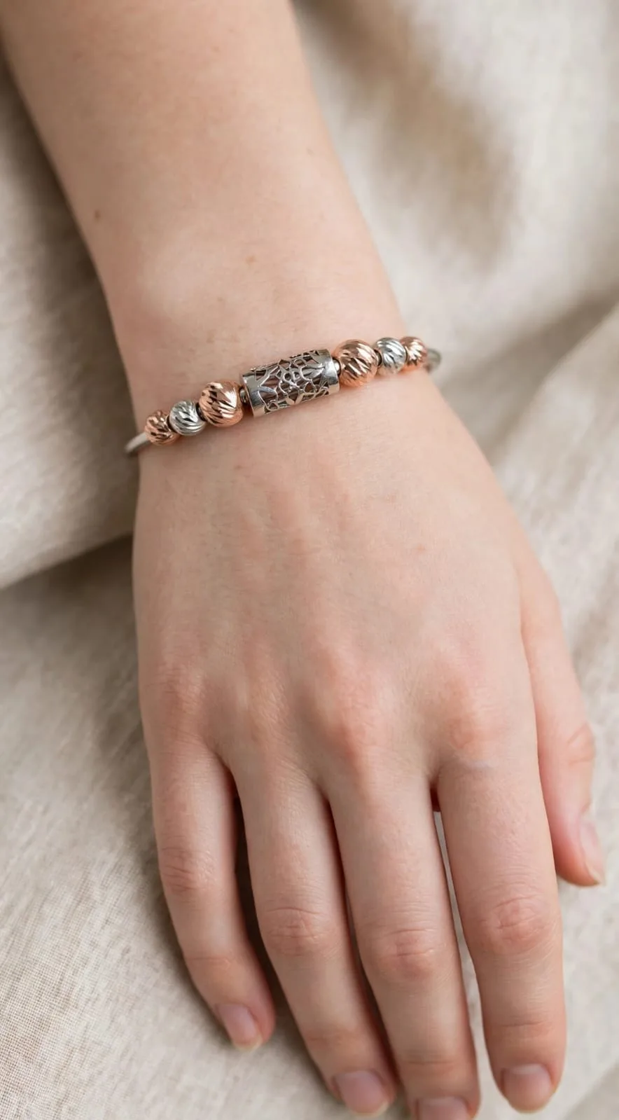 Two-Tone Filigree Tube Bangle