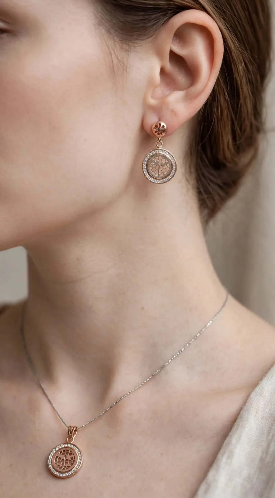 Round Medallion Pendant & Earring Set