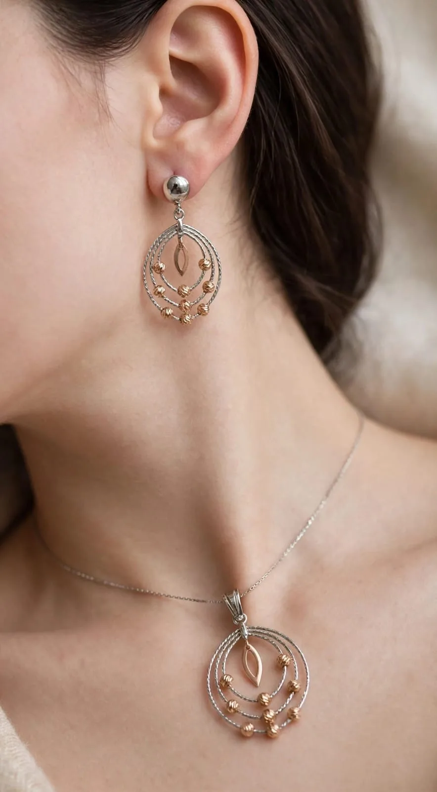 Hoop Fringe Pendant & Earring Set