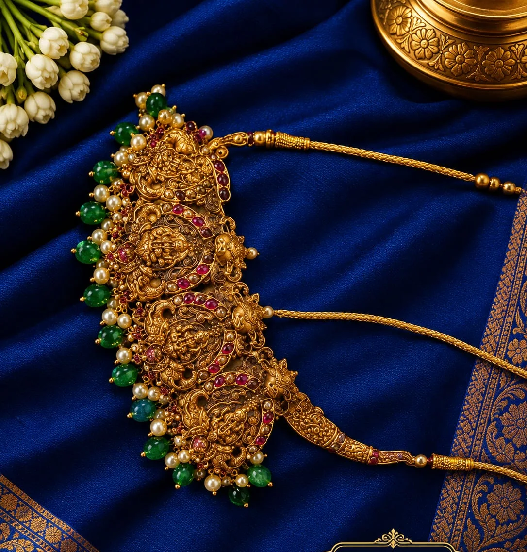 Gold-plated Emerald Drop Temple Choker