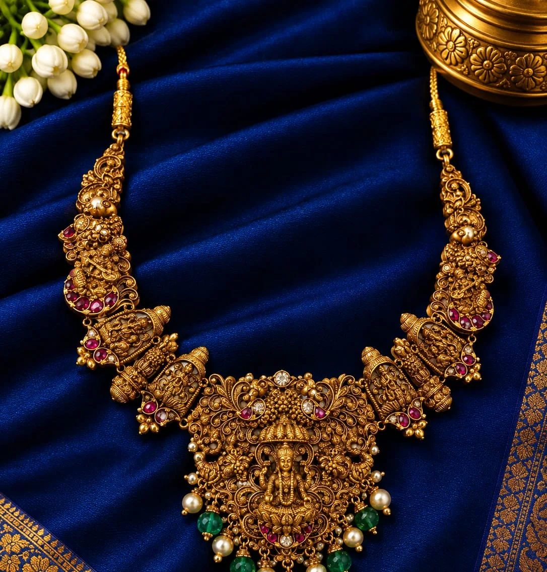Gold-plated Lakshmi Pendant Choker