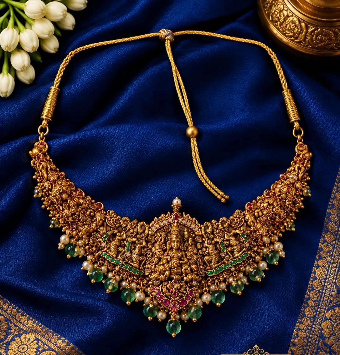 Gold-plated Tassel Cord Temple Necklace