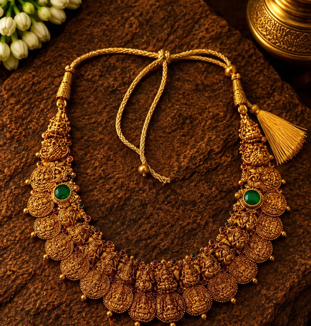 Gold-plated Lakshmi Kasu Necklace