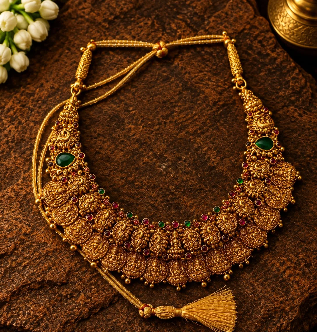 Gold-plated Tasselled Kasu Choker
