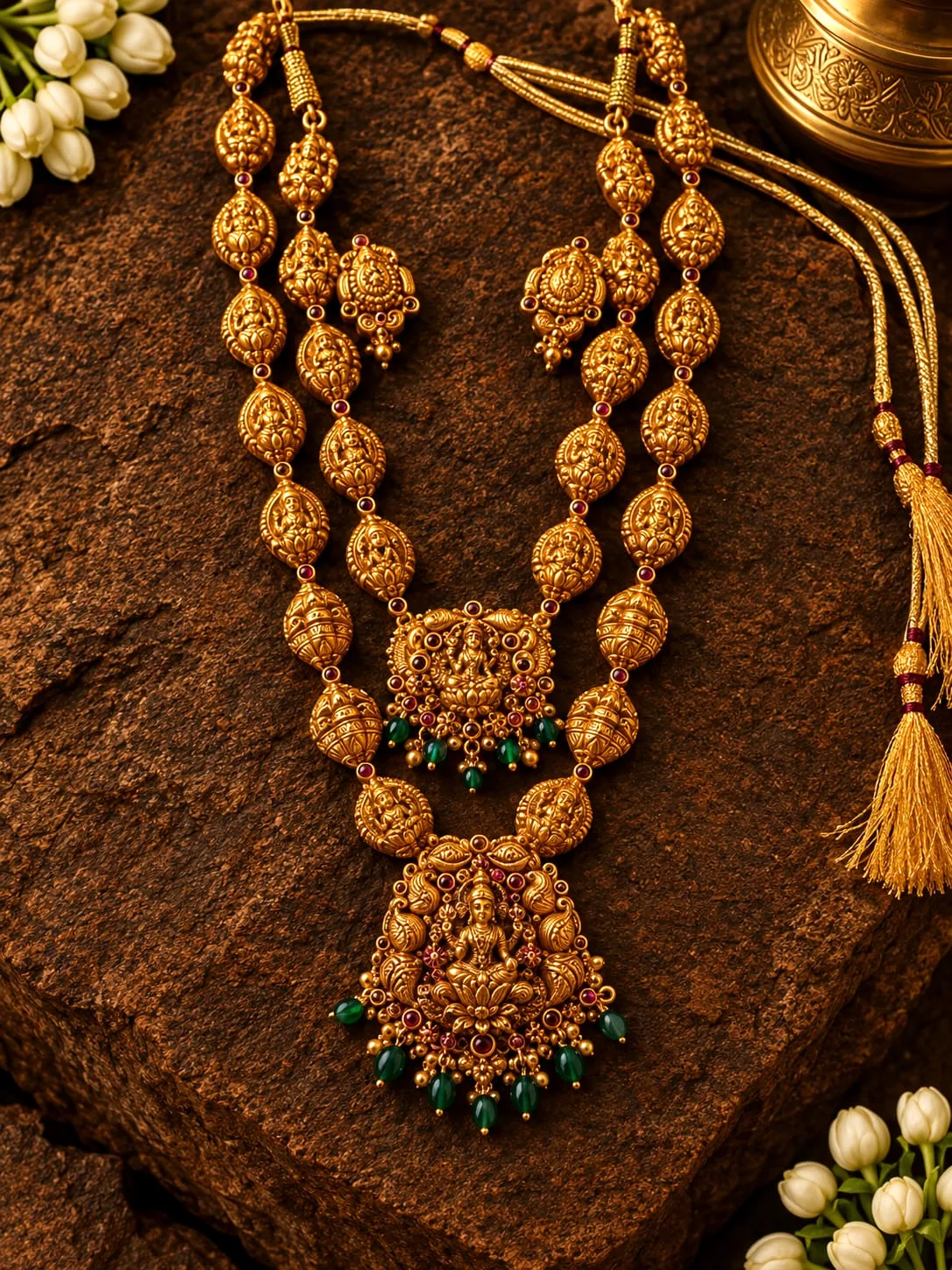 Gold-plated Double Strand Lakshmi Haram