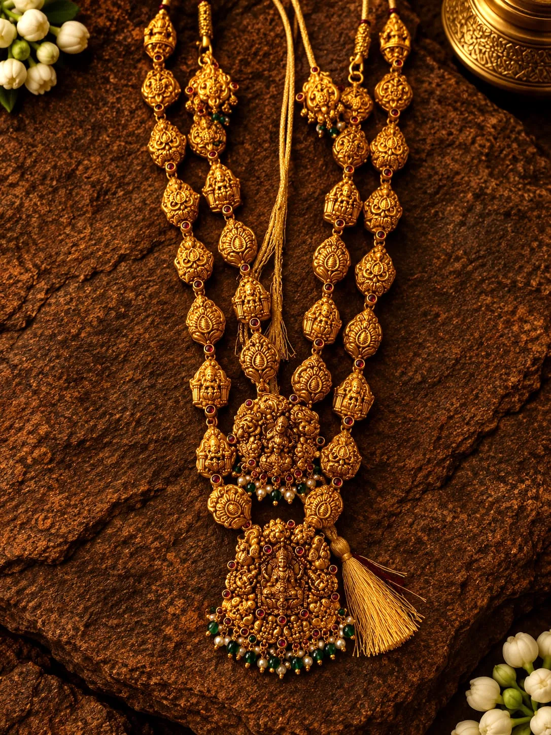 Gold-plated Tasselled Lakshmi Haram