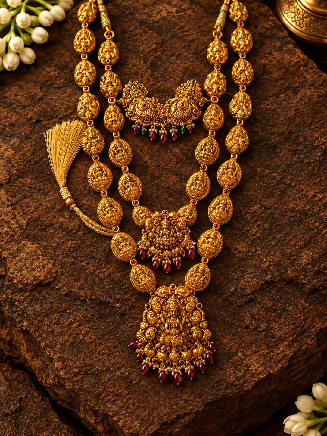Gold-plated Two-Tier Lakshmi Haram