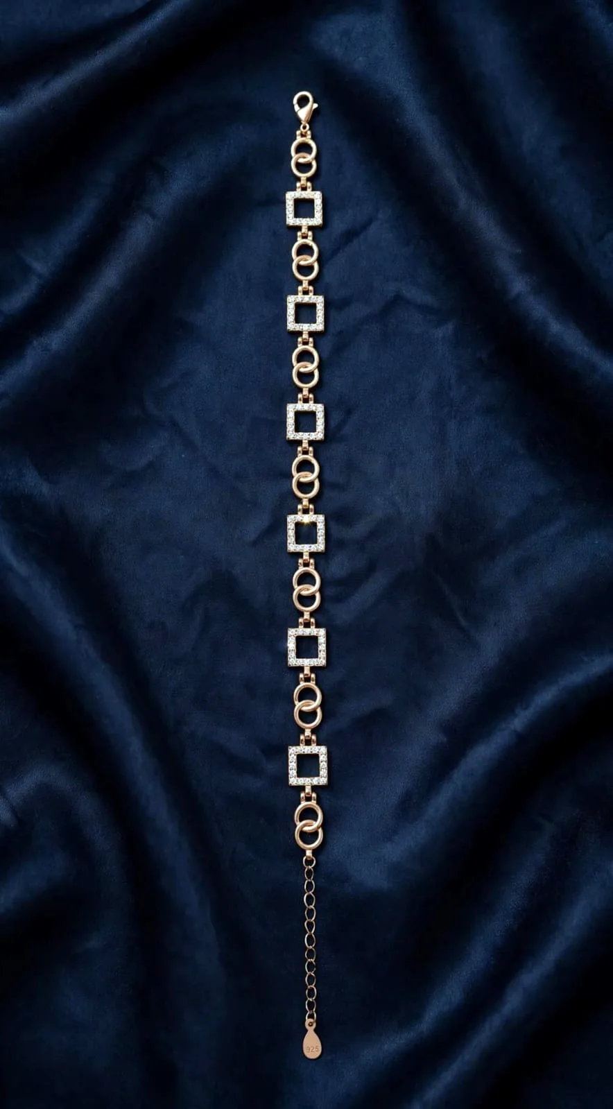 Two-Tone Square Halo Link Bracelet