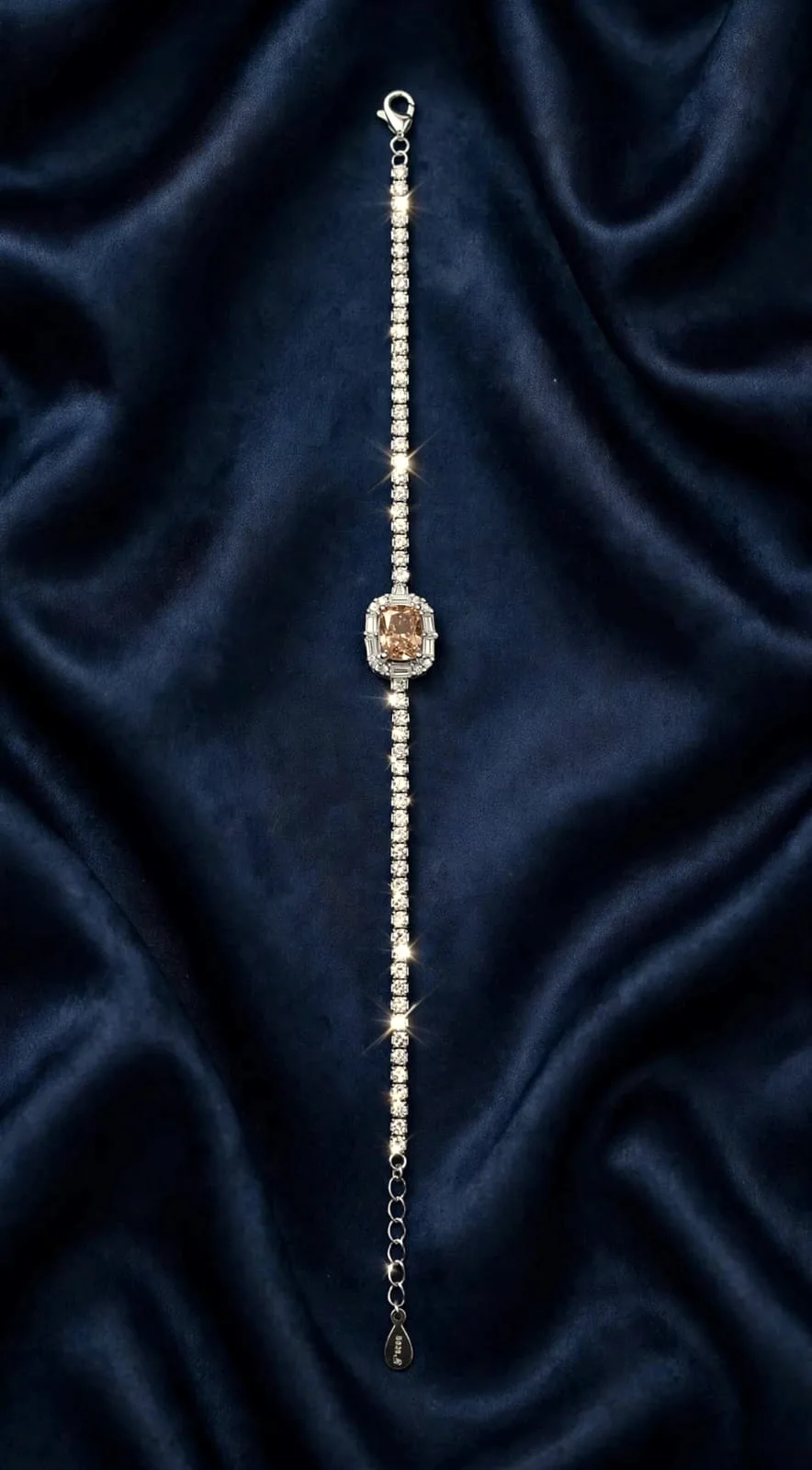 Champagne Stone Halo Tennis Bracelet