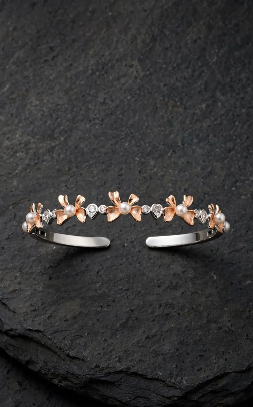 Rose Gold-tone Floral Cuff