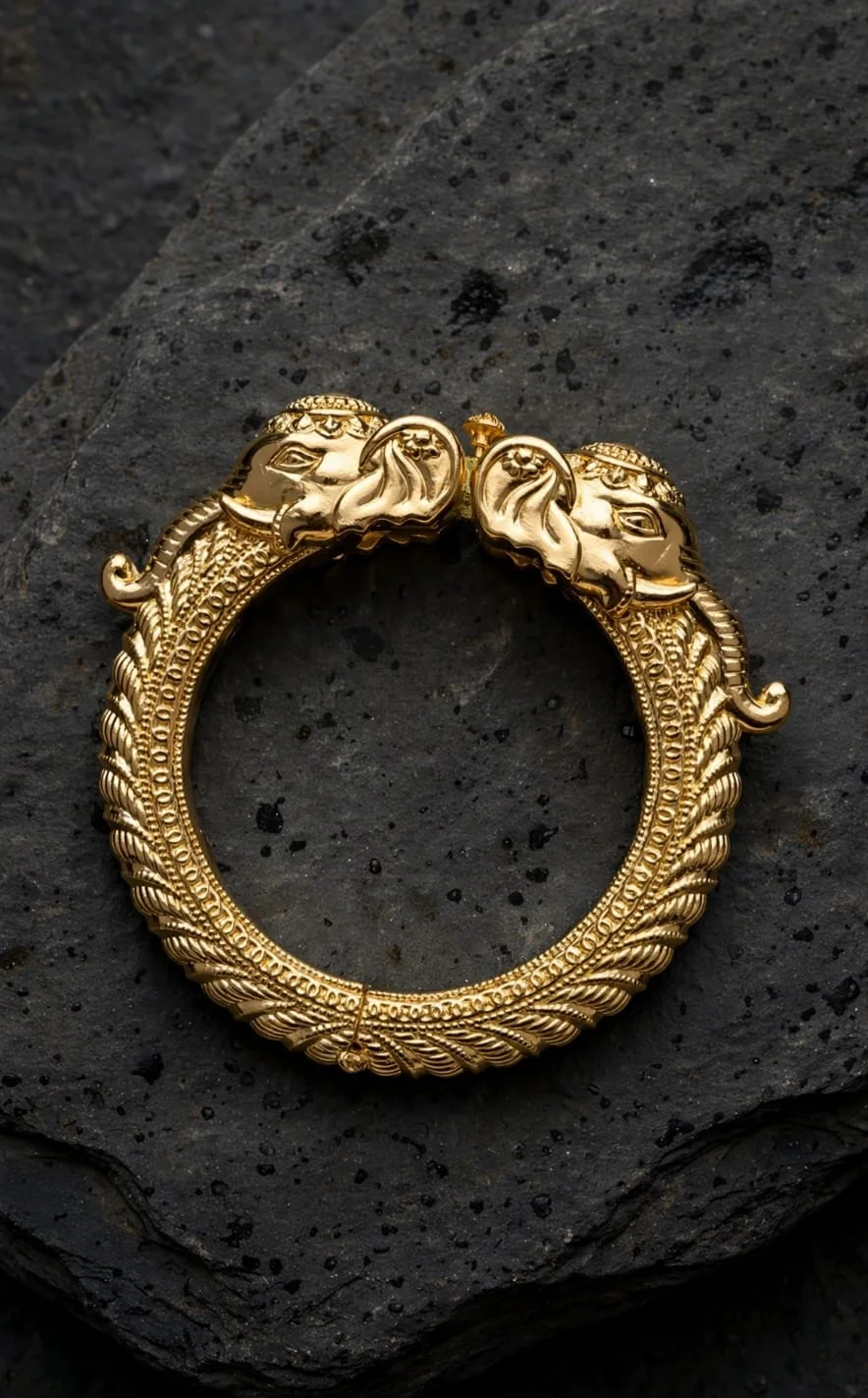 Gold-tone Elephant-Head Kada