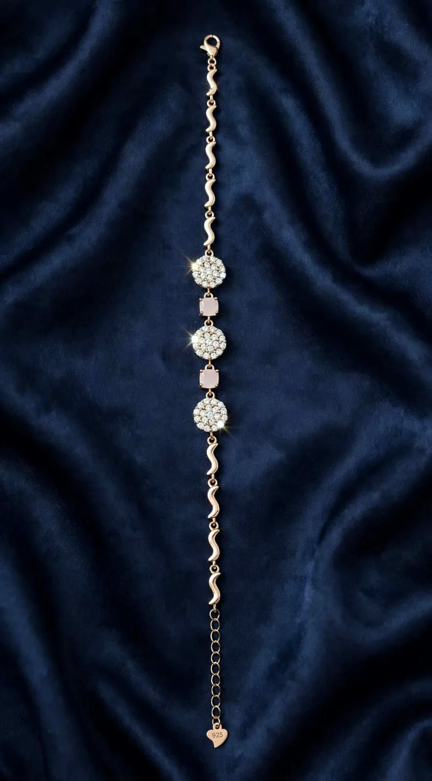 Rose Gold-plated Pink Wave Bracelet