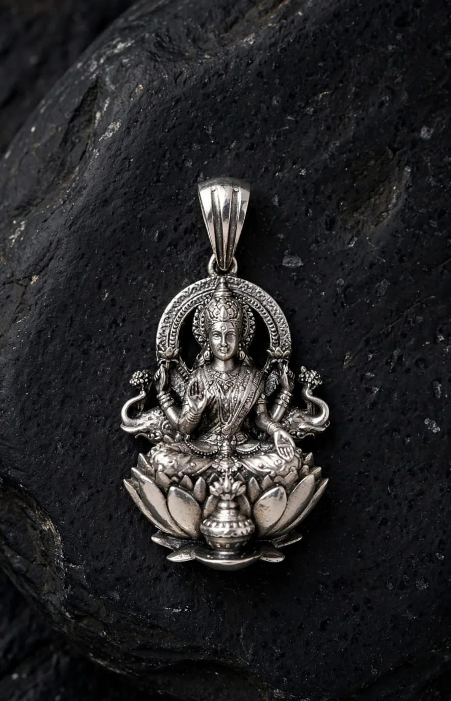 Oxidised Lakshmi Pendant