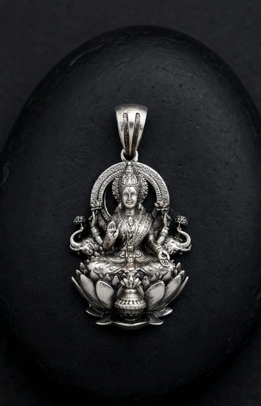 Gaja Lakshmi Lotus Pendant