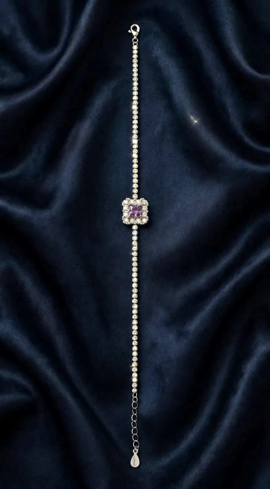 Violet Square Halo Tennis Bracelet
