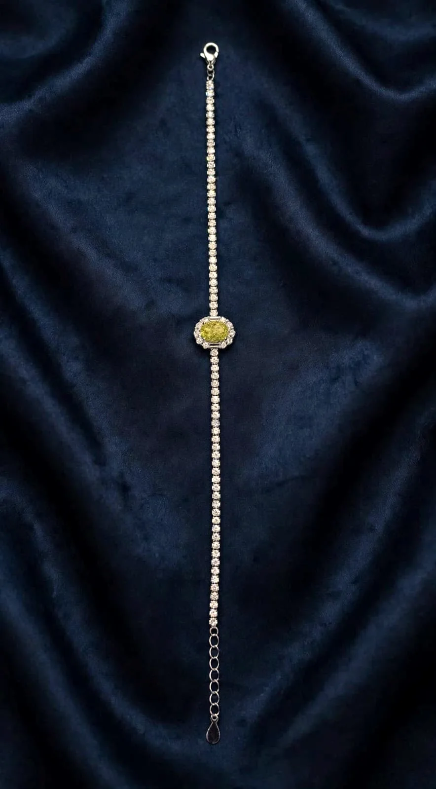 Lime Oval Halo Tennis Bracelet