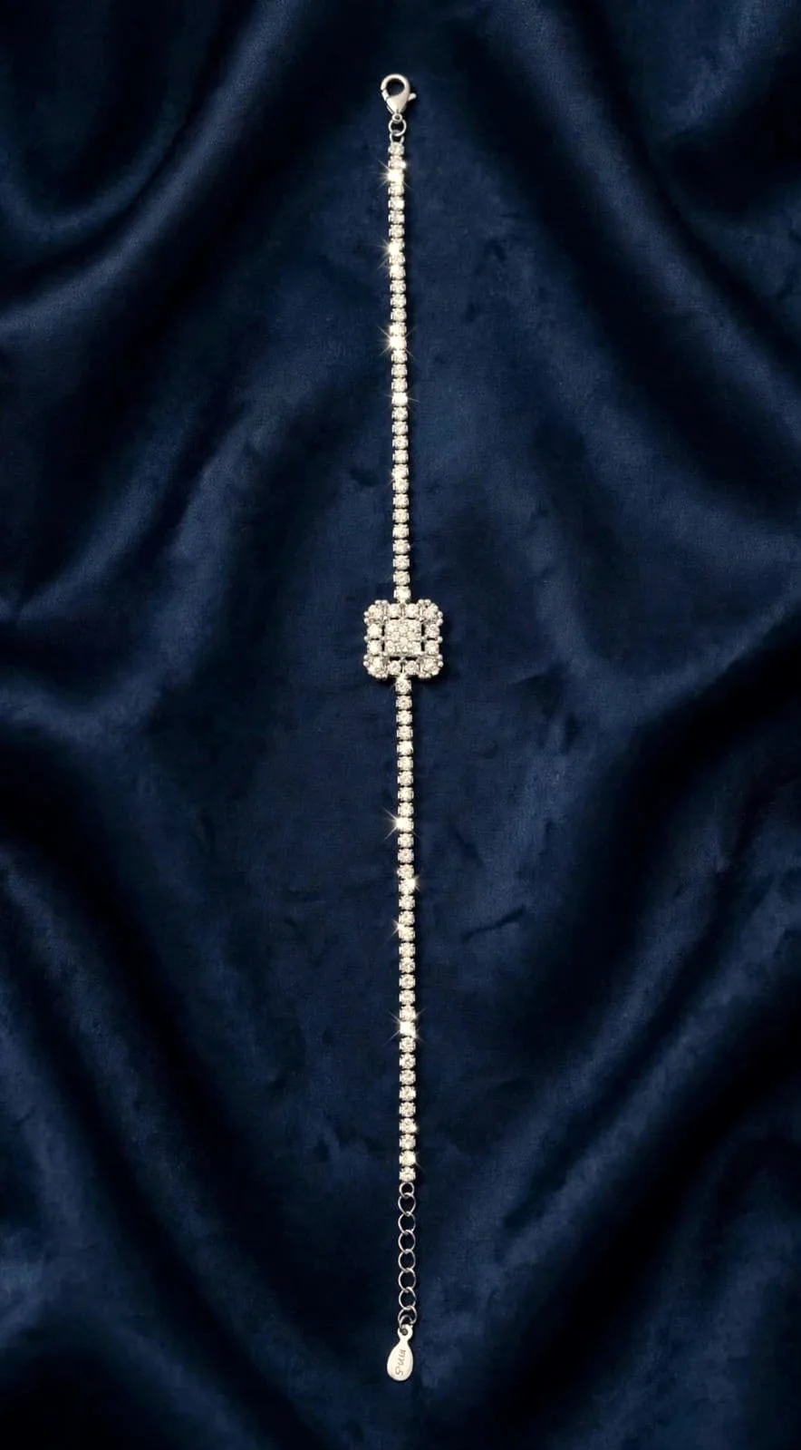 White CZ Square Halo Tennis Bracelet