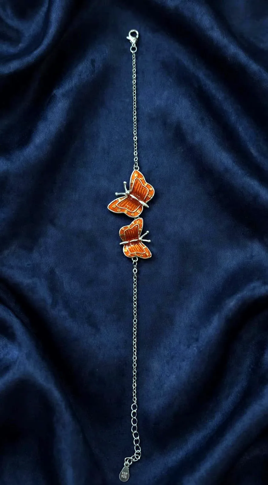 Orange Enamel Butterfly Bracelet