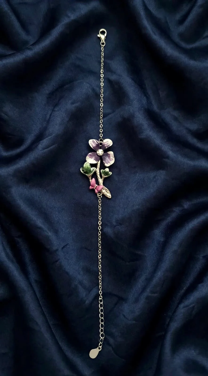 Violet Flower & Pink Bow Bracelet