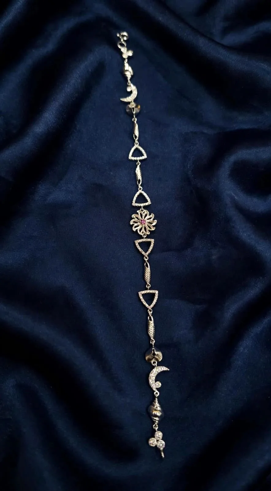 Crescent Moon & Triangle Charm Bracelet