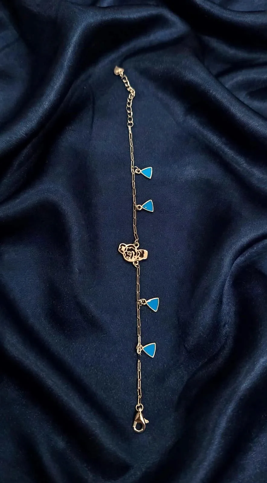 Rose Gold-plated Blue Drop Bracelet