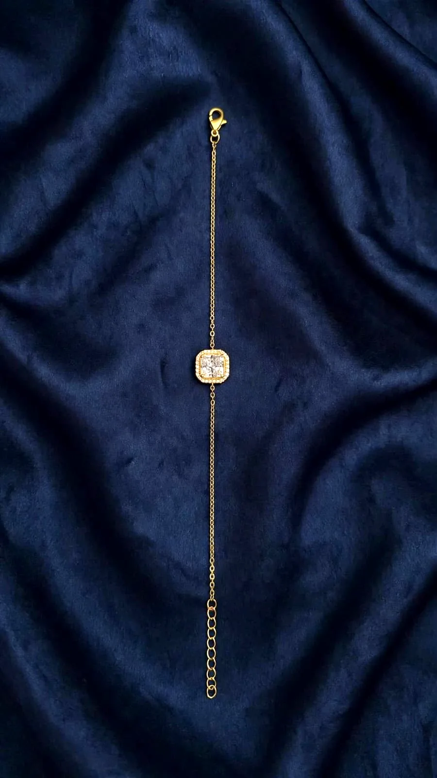 Gold-plated Square CZ Dainty Bracelet