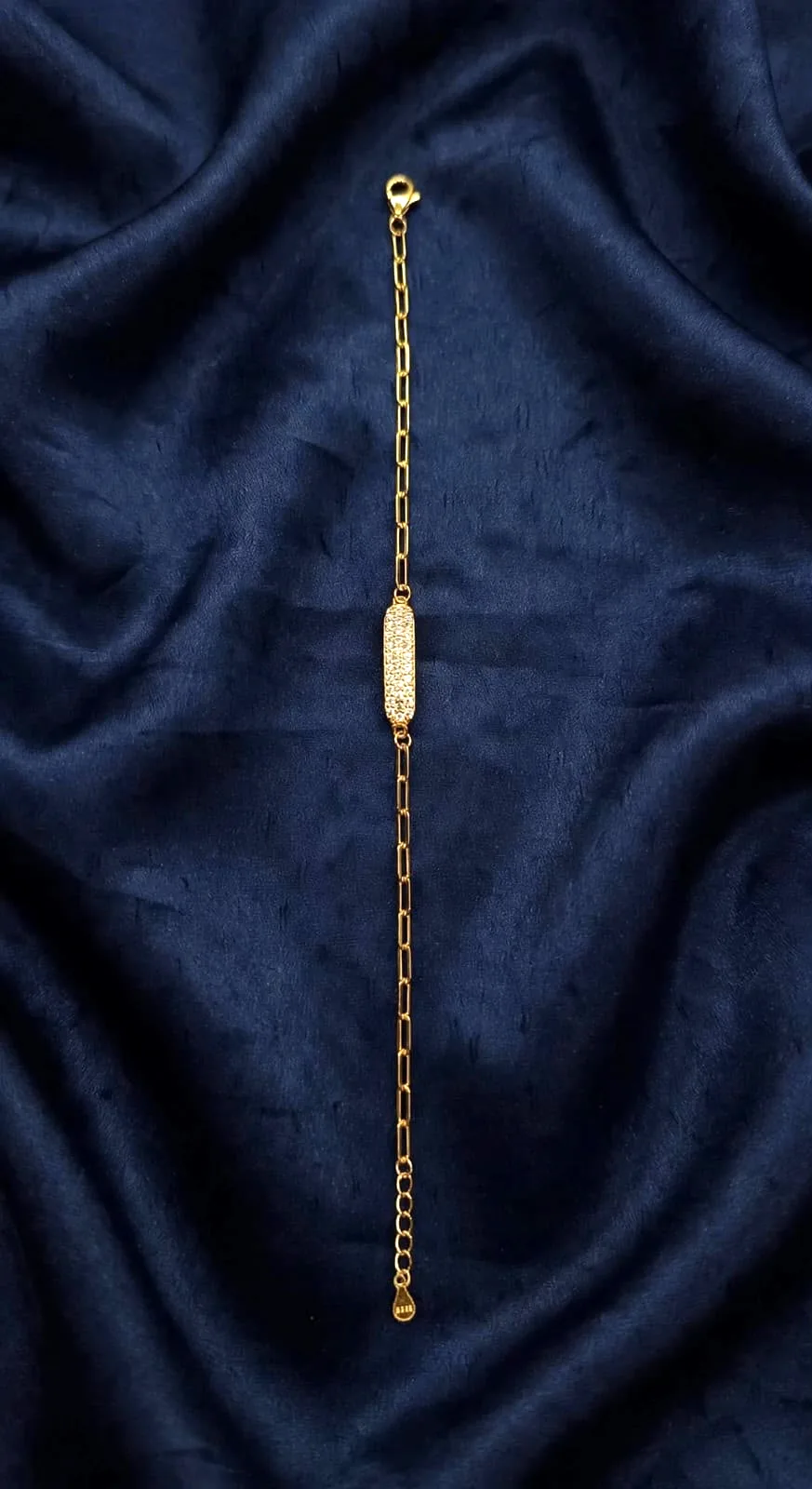 Gold-plated Pavé Bar Paperclip Bracelet
