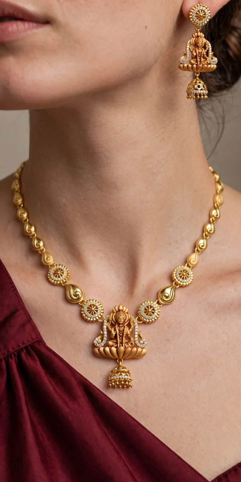 Gold-plated Jhumka Lakshmi Necklace