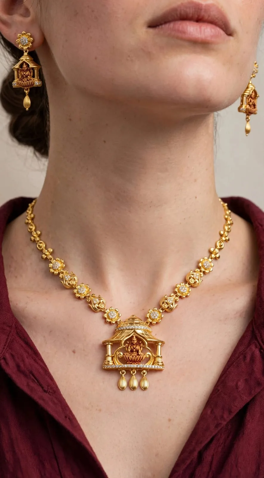 Gold-plated Shrine Lakshmi Necklace