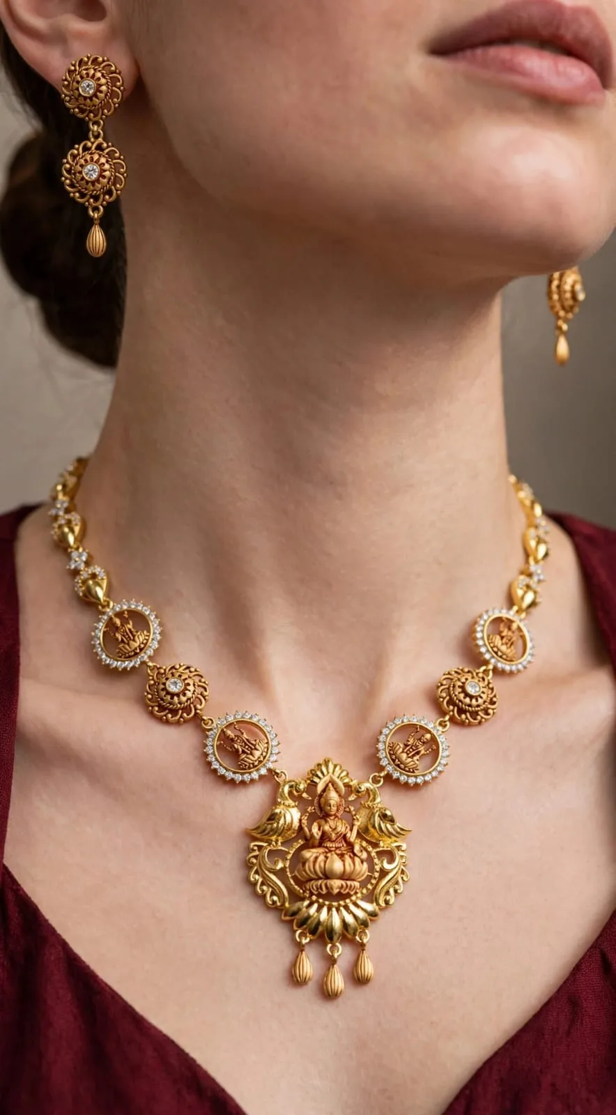 Gold-plated Medallion Lakshmi Necklace