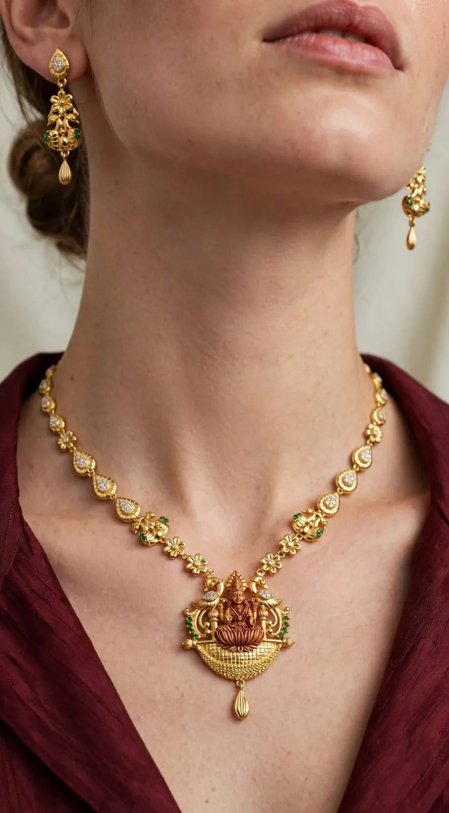 Gold-plated Crescent Lakshmi Necklace