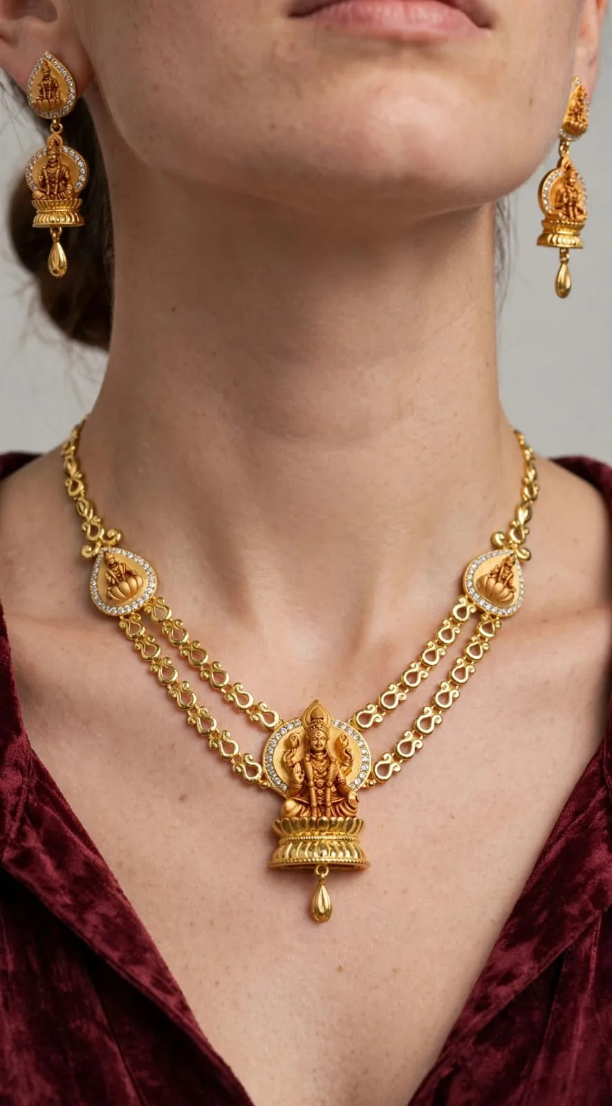 Gold-plated Draped Chain Deity Necklace