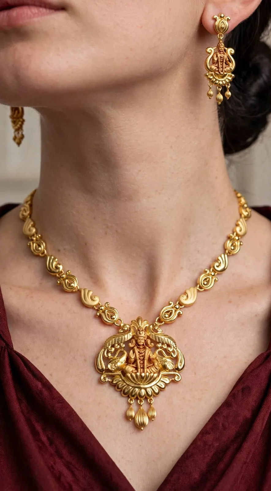 Gold-plated Wide Lakshmi Necklace