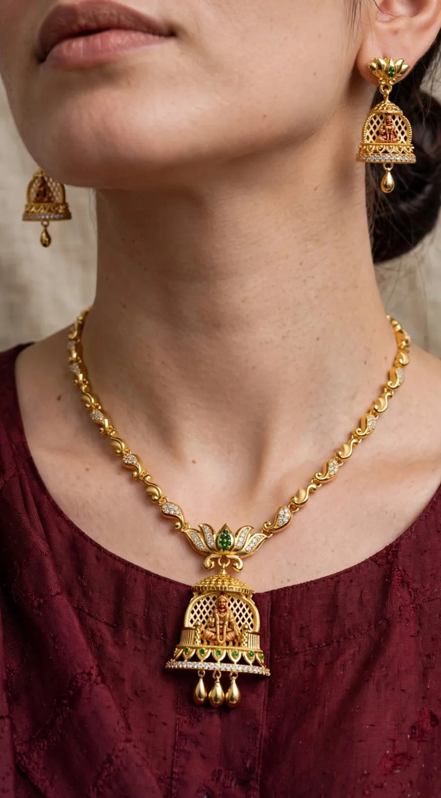 Gold-plated Lattice Bell Necklace